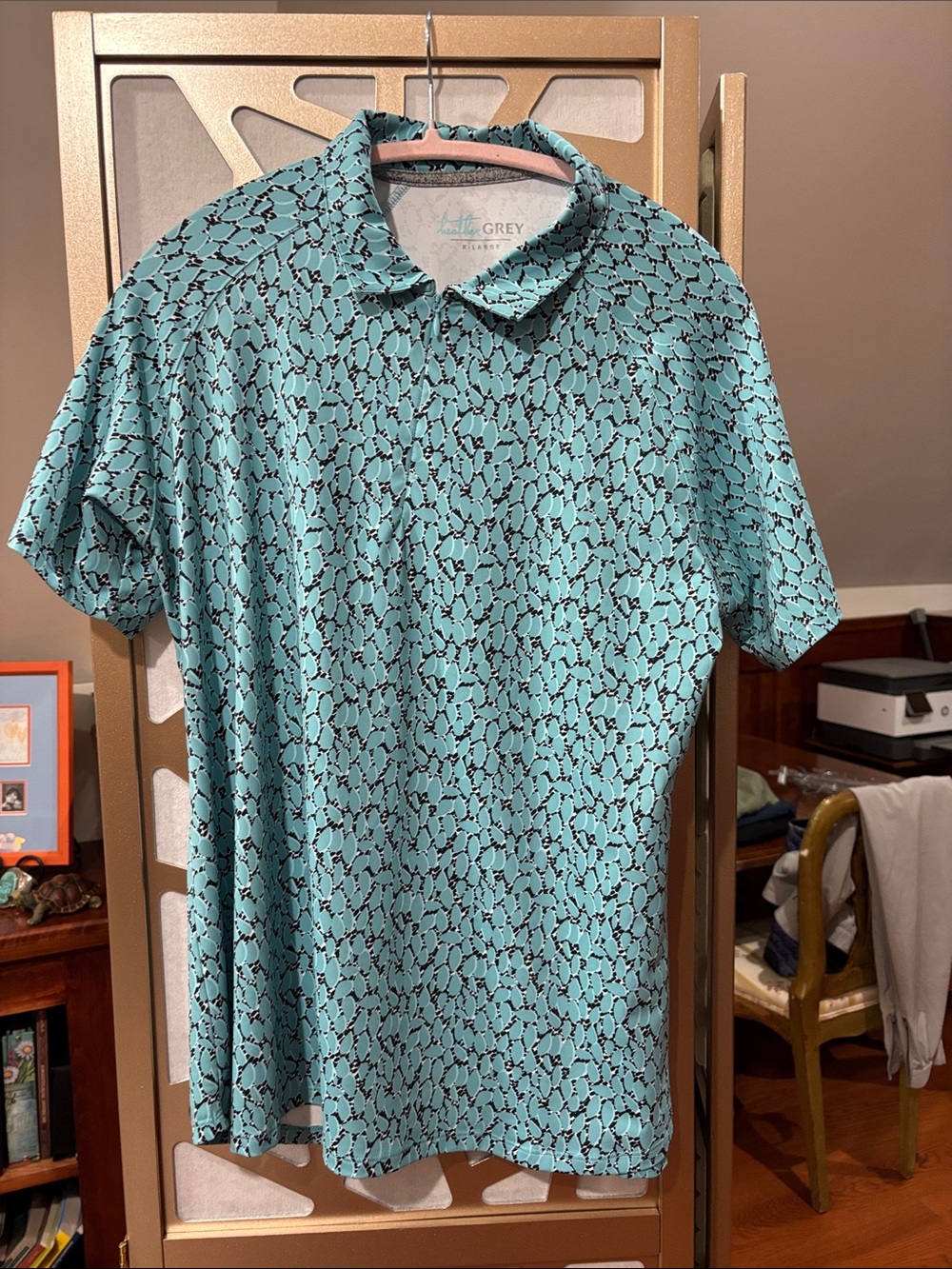 Women's Aqua Printed Polo by kenzie